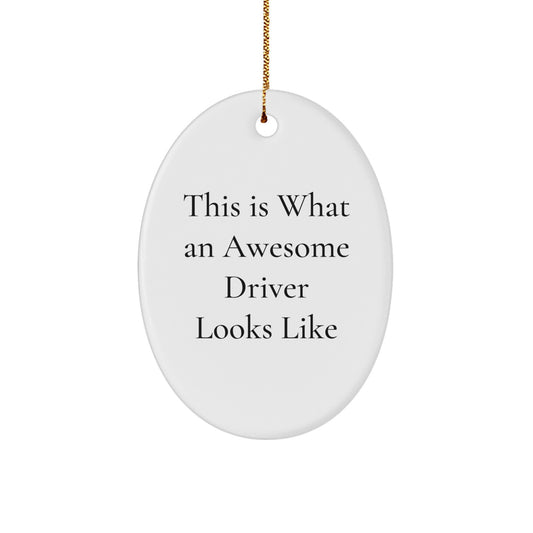 Funny Driver Gifts - This Is What An Awesome Driver Looks Like Oval Ornament, Christmas Unique Presents for Driver, Gifts from Friends, Family or Coworkers - Image 1