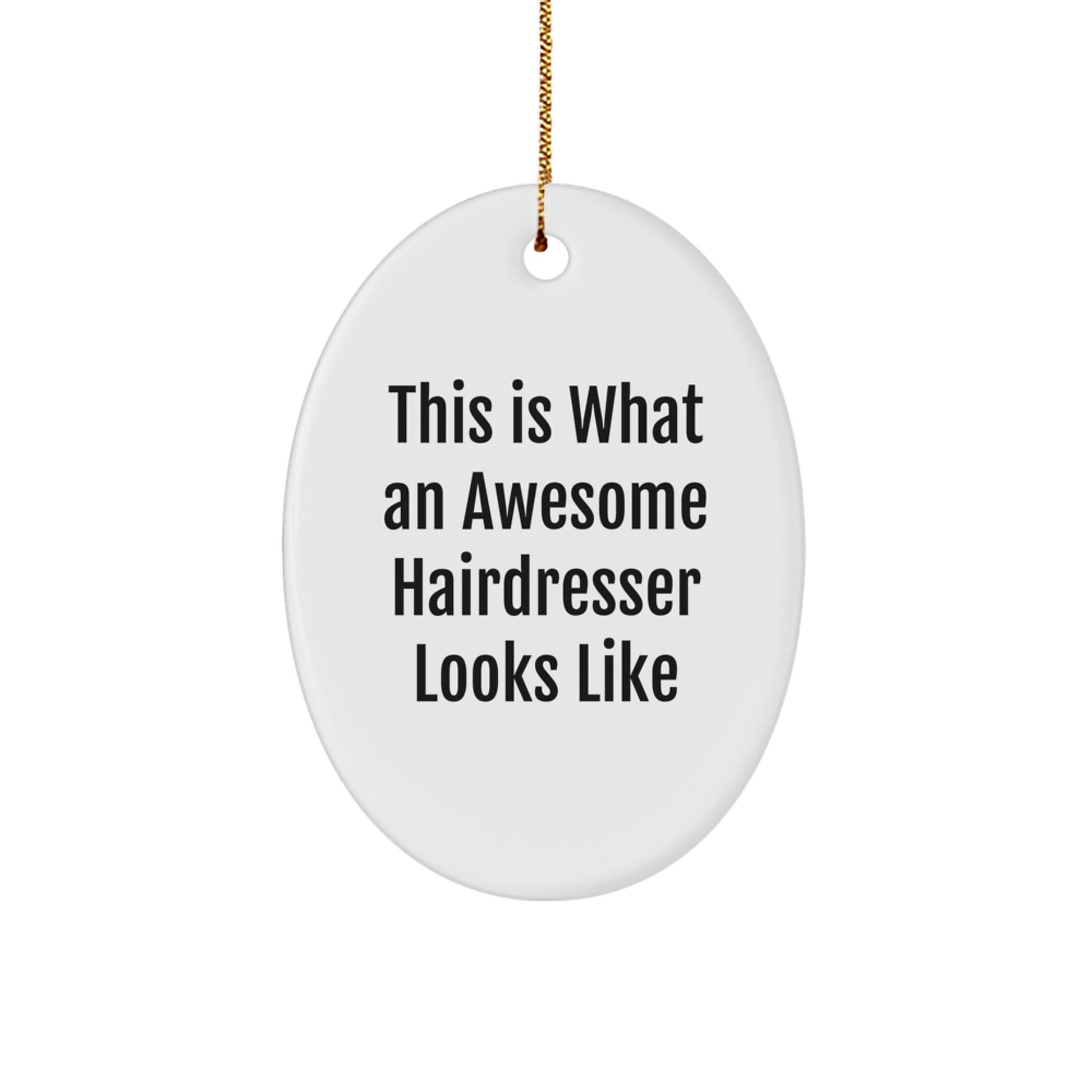Funny Hairdresser Gifts from Friends, Unique Oval Ornament for Hairdresser, This Is What An Awesome Hairdresser Looks Like Christmas Unique Gifts - Image 1