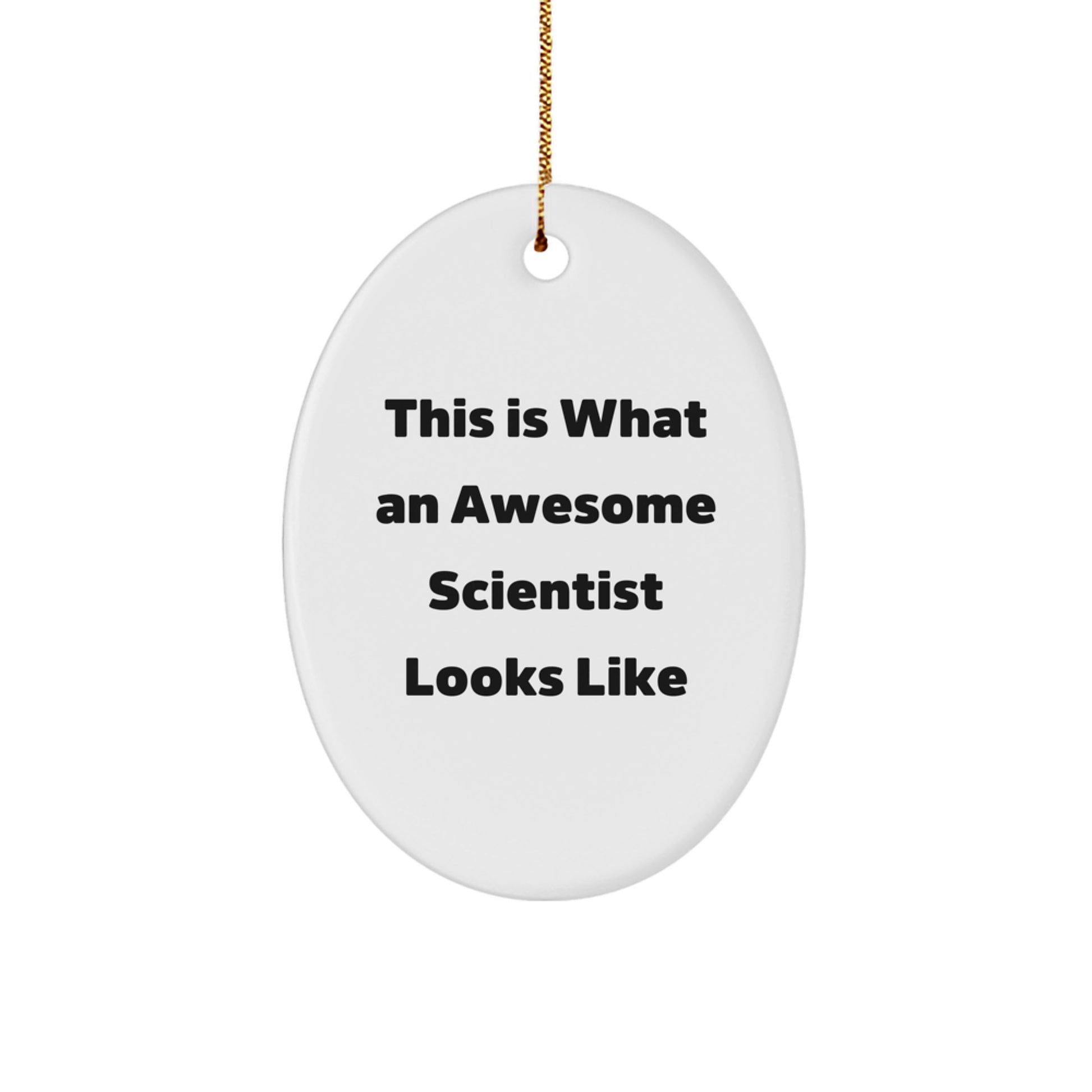 Funny Scientist Gifts from Friends for Awesome Scientist - This Is What An Awesome Scientist Looks Like Oval Ornament, White, 3.25" Tall, Perfect for Christmas - Image 1
