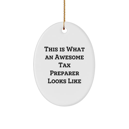 Tax Preparer Gifts from Friends, This Is What Awesome Looks Like, Oval Ornament, Christmas Unique Gifts - Image 1