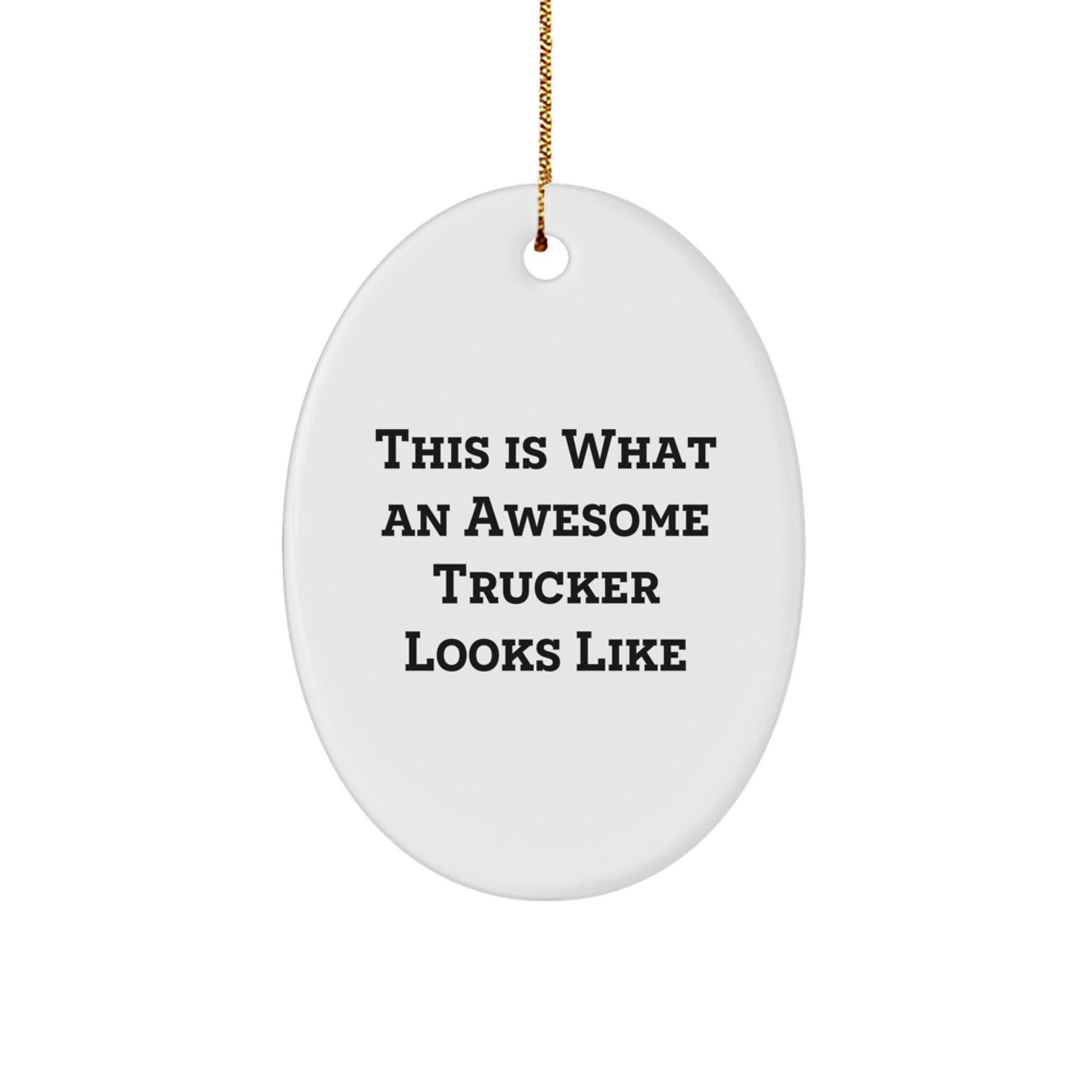 Funny Trucker Gifts for Men - Oval Ornament This 'Is What An Awesome Trucker Looks Like' - Unique Christmas Decorations from Friends - 3.25 Tall - Image 1