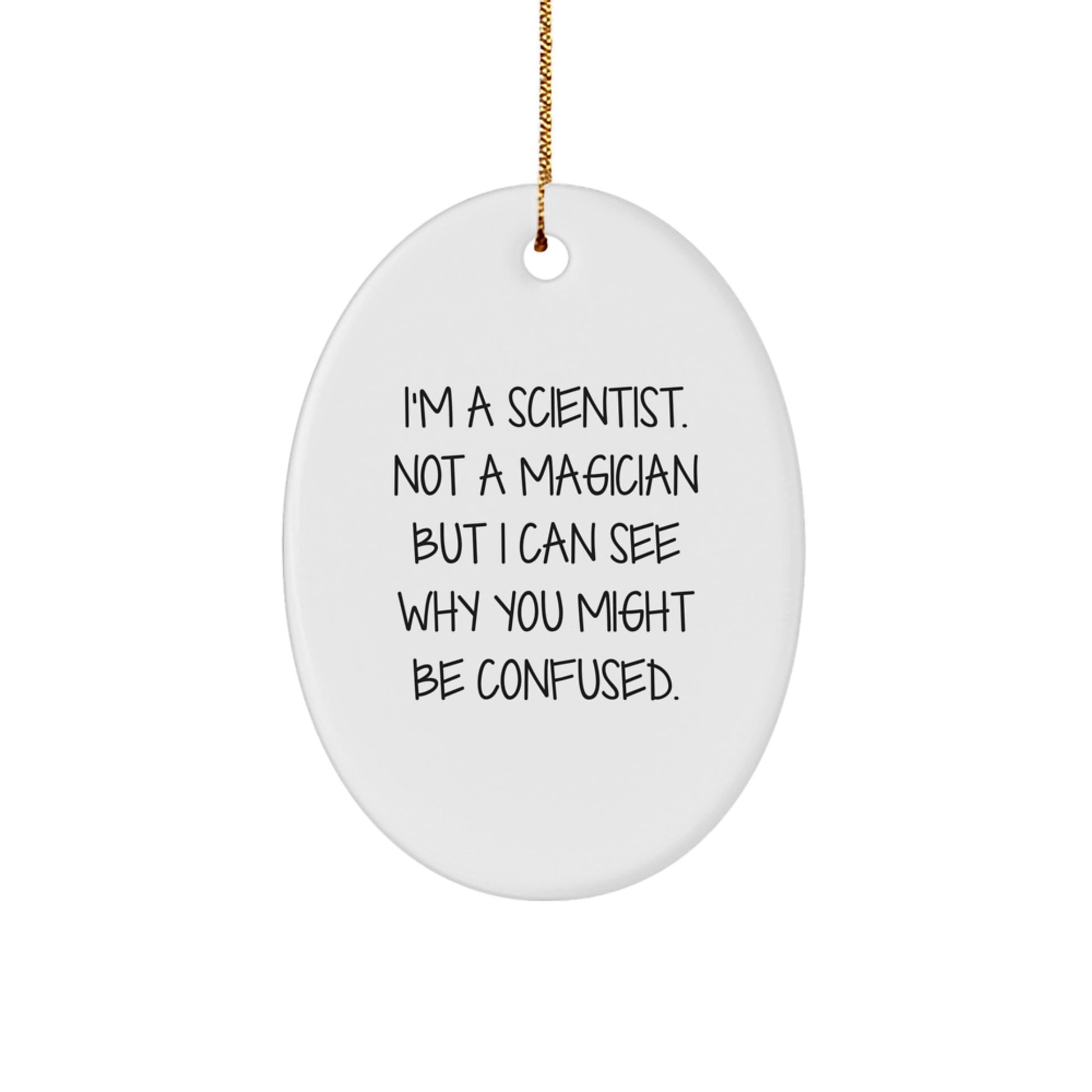 Unique Scientist Gifts for Men - Oval Ornament with Funny Quote, Perfect for Scientist Friends, Coworkers, and Family - Christmas Unique Gifts from Family - Image 1
