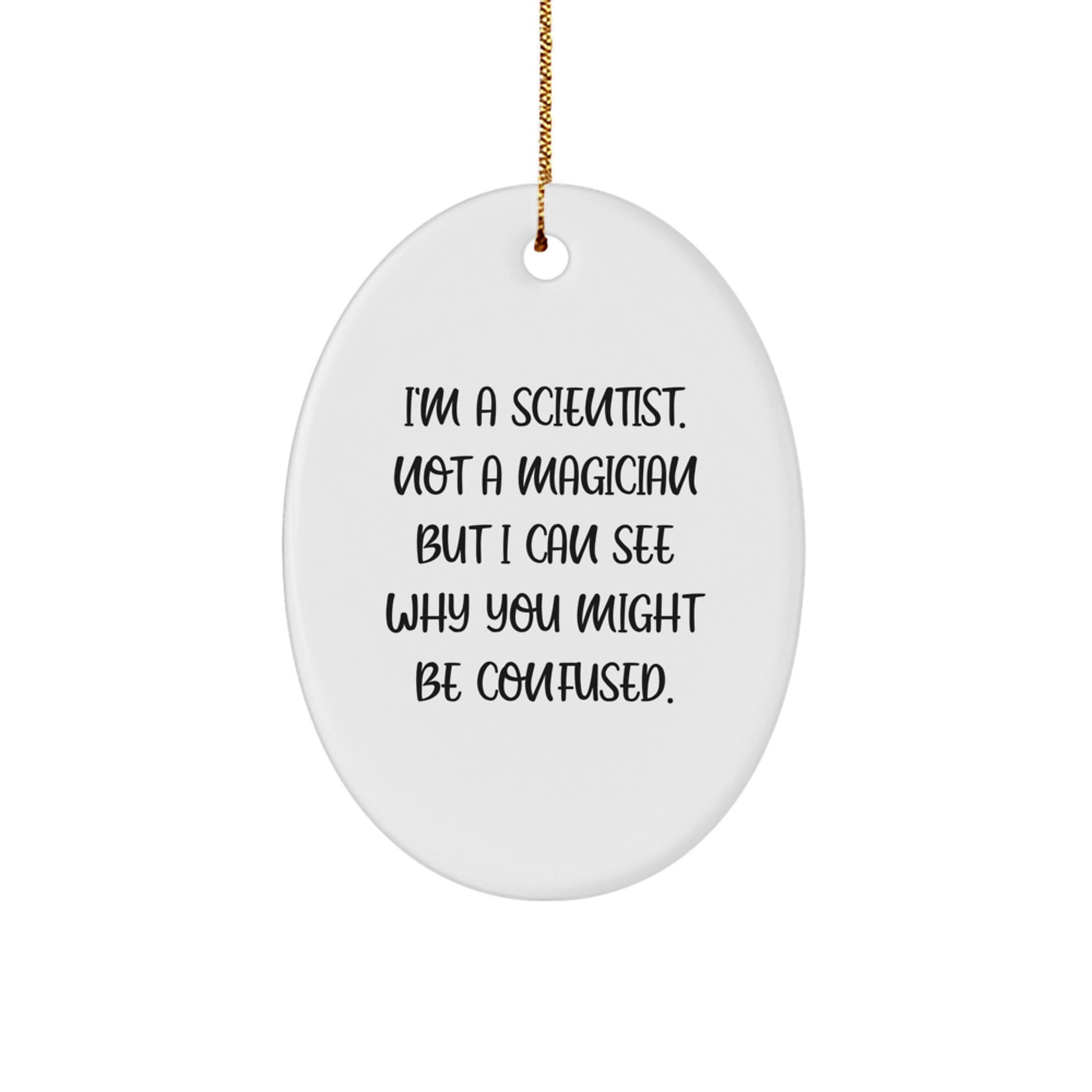 Gifts from Friends, Family, or Coworkers to Scientists - Unique Oval Ornament with Funny Quote, Perfect for Christmas - Image 1