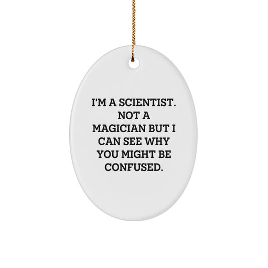 Funny Scientist Oval Ornament Gifts from Men to Family at Christmas - Image 1