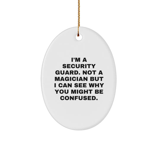 Funny Security Guard Gifts for Men Oval Ornament from Coworkers at Christmas Unique - Image 1