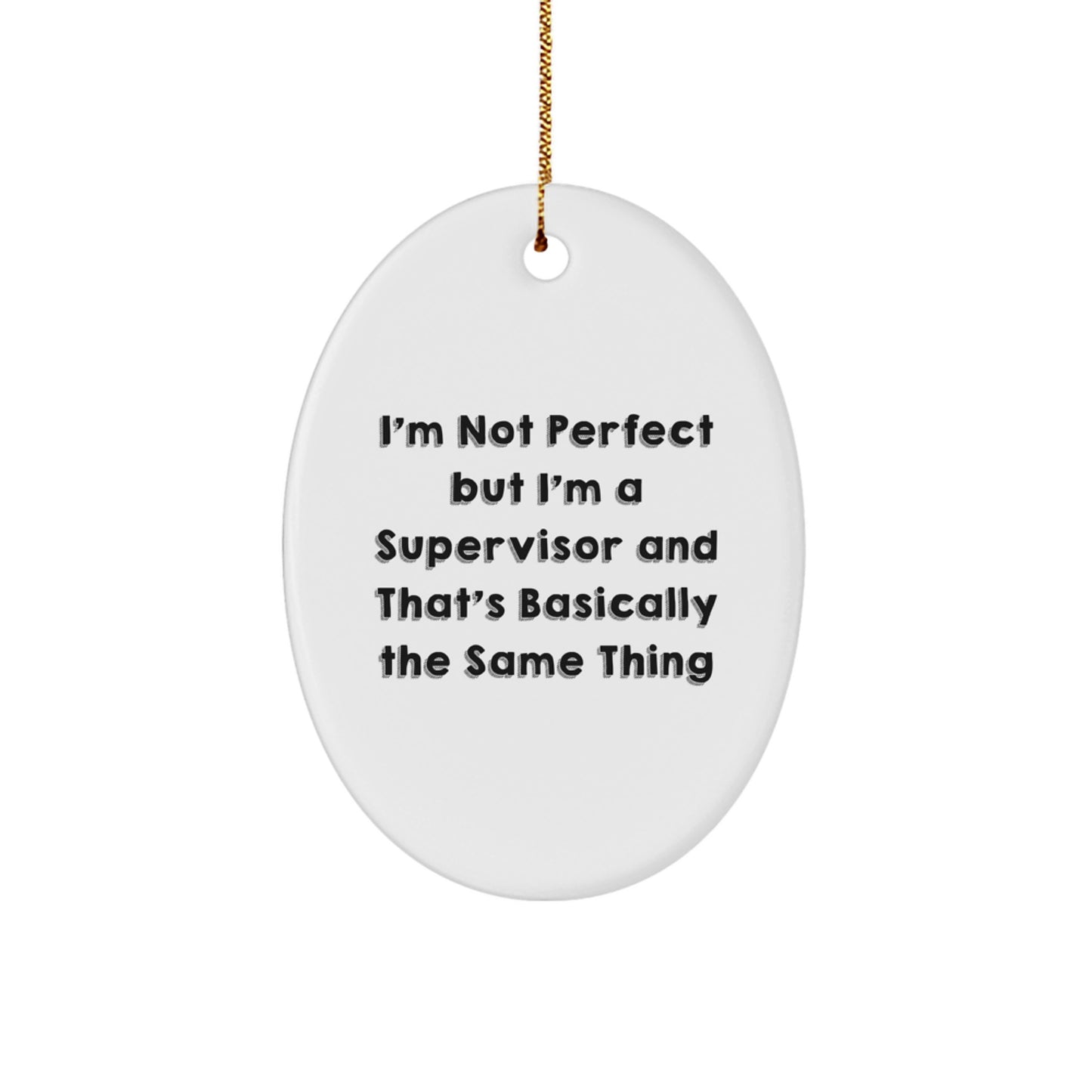 Funny Supervisor Gifts for Men from Friends - I'm Not Perfect Oval Ornament for Christmas - Image 1