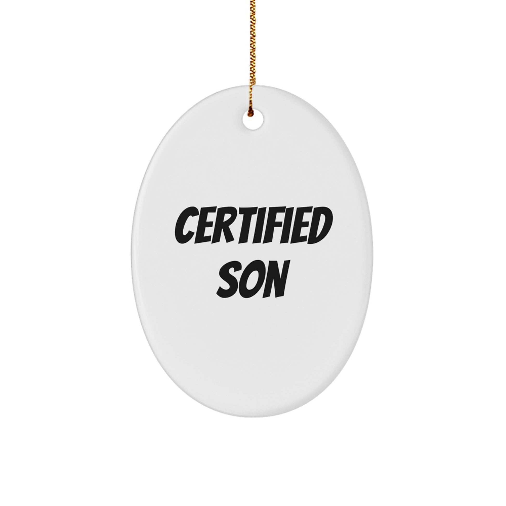 Funny Quotes for Son Oval Ornament Gifts from Family to Son at Christmas - Image 1