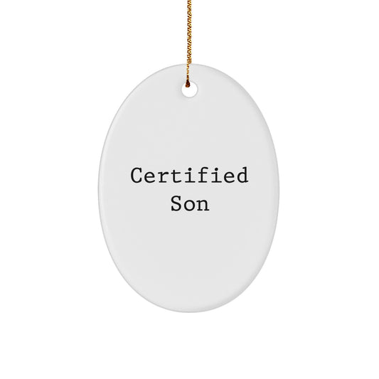 Funny Son Quote Christmas Unique Gifts from Family to Son Oval Ornament, Unique Christmas Unique Gifts for Son, Handmade Son Oval Ornament, Funny Son Quote Oval Ornament, Funny Son Quote Gift for Son - Image 1