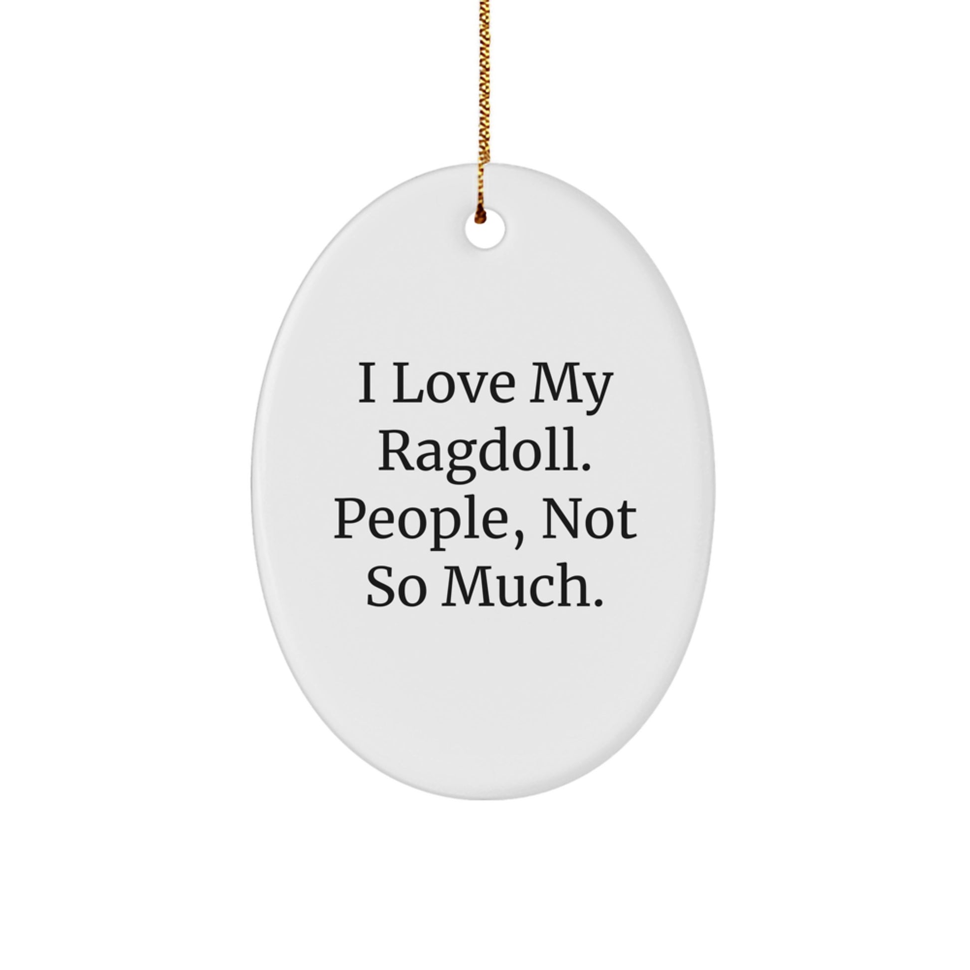Ragdoll Cat Lovers Gifts from Friends for Christmas, Oval Ornament with Funny Quote - Image 1