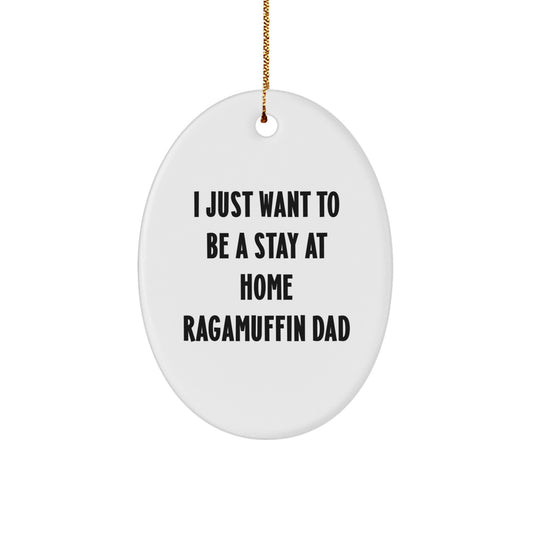 Ragamuffin Cat Dad Funny Oval Ornament Gifts from Men to Friends for Christmas - Image 1