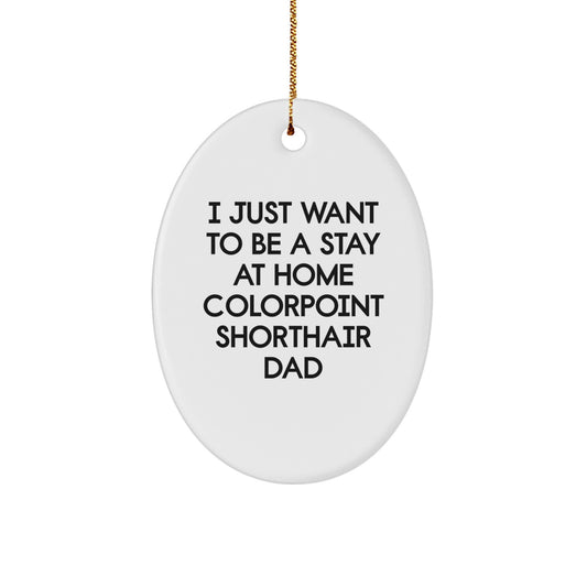 Funny Colorpoint Shorthair Cat Dad, Oval Ornament for Colorpoint Shorthair Cat Lovers, Unique Christmas Unique Gifts from Men, Family, Friends for Colorpoint Shorthair Cat Owners - Image 1