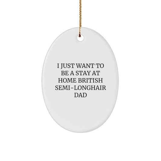 Funny British Semi-Longhair Cat Lover Gifts from Dad, Oval Ornament for British Semi-Longhair Cat Enthusiast, Christmas Unique Gifts for Men, Women, Friends, Coworkers, Family - Image 1