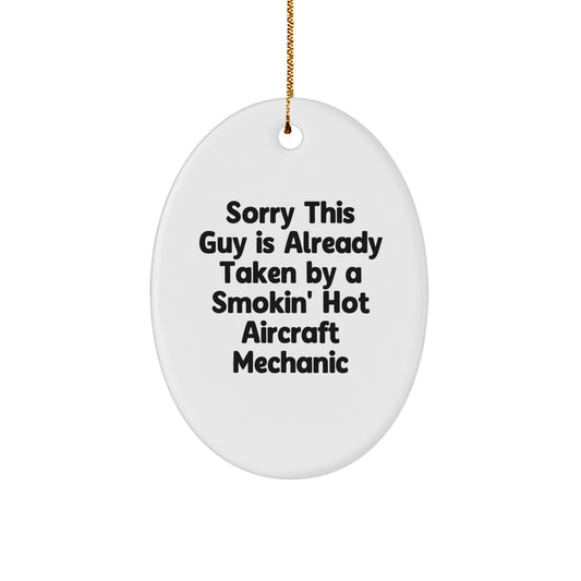 Funny Aircraft Mechanic Oval Ornament Gifts from Friends for Christmas Unique Presents - Image 1