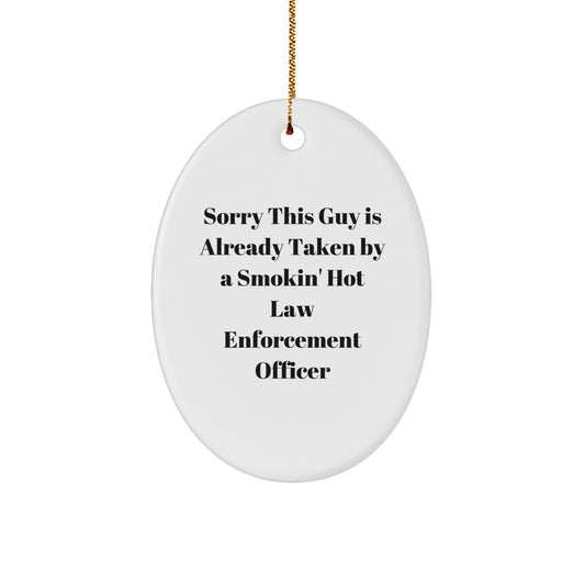 Funny Law Enforcement Officer Gifts for Men, Cute Oval Ornament, Christmas Unique Gifts from Friends, Colleagues, Family to Law Enforcement Officer, Oval Shaped Decorations - Image 1