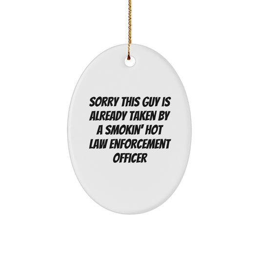 Funny Law Enforcement Officer Oval Ornament Gifts from Men to Women Coworkers Family Friends - Image 1