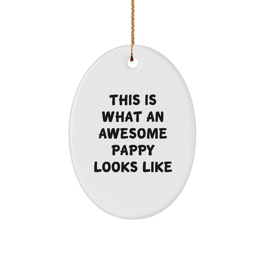 Funny Pappy Gifts for Men - Oval Ornament This Is What An Awesome Pappy Looks Like - Christmas Unique Gifts from Friends and Family - Image 1