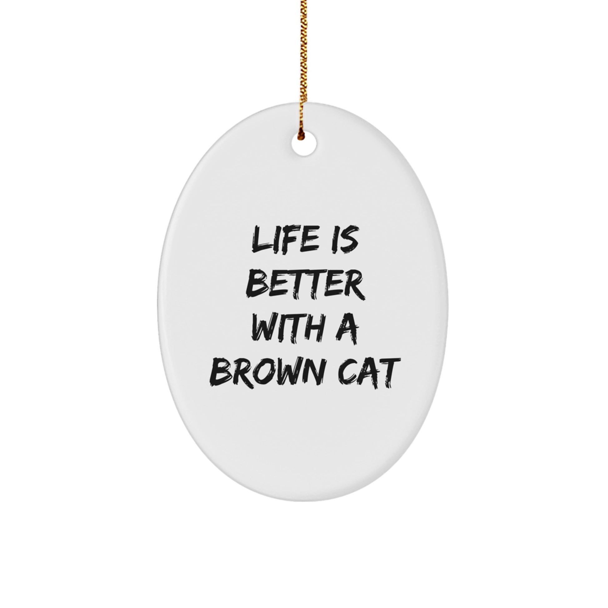 Brown Cat Oval Ornament Gifts from Men to Family - Life is Better with a Brown Cat, Oval Ornament for Christmas - Image 1