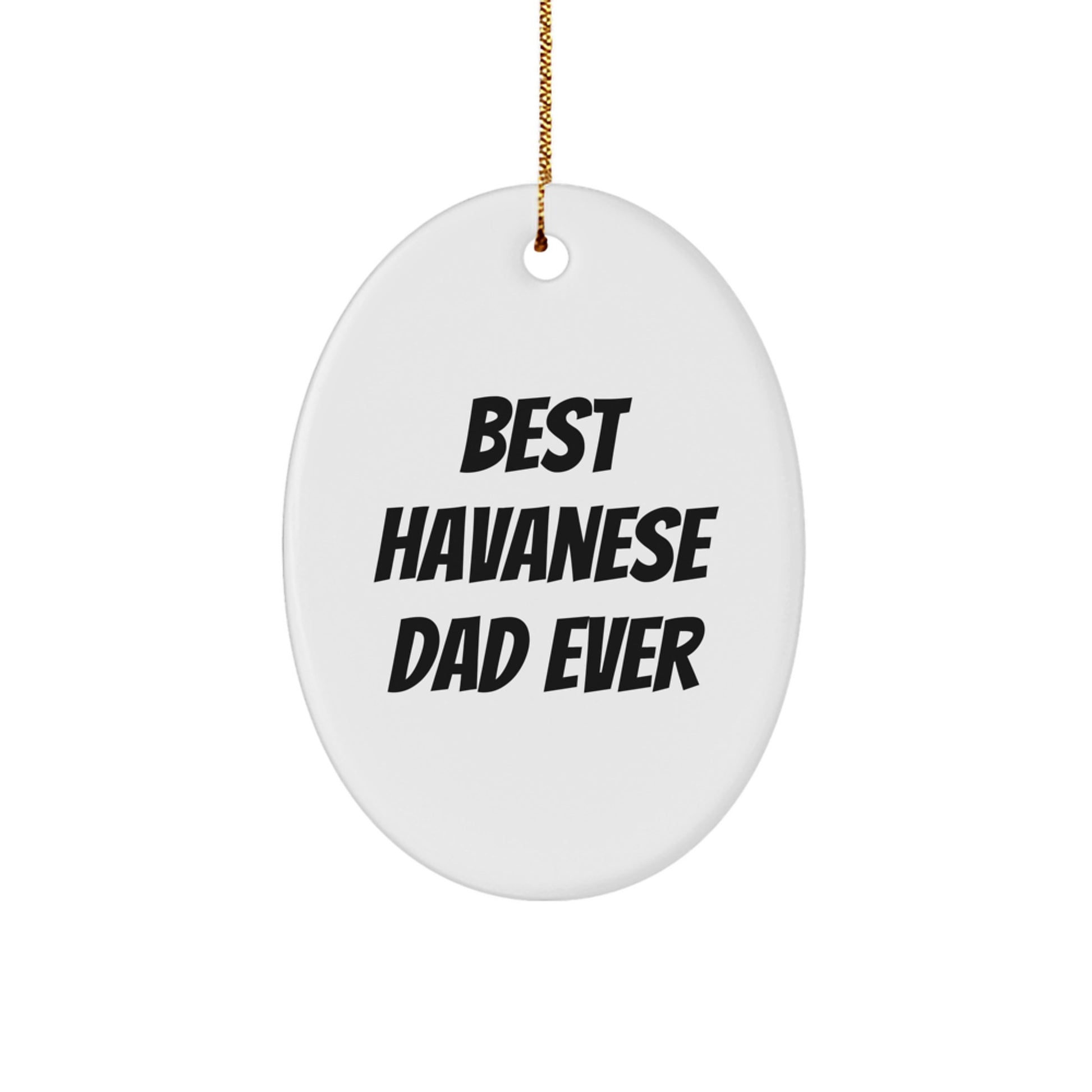 Funny Havanese Dog Gifts - 'Best Havanese Dad Ever' Oval Ornament for Christmas from Men to Family Friends - Image 1