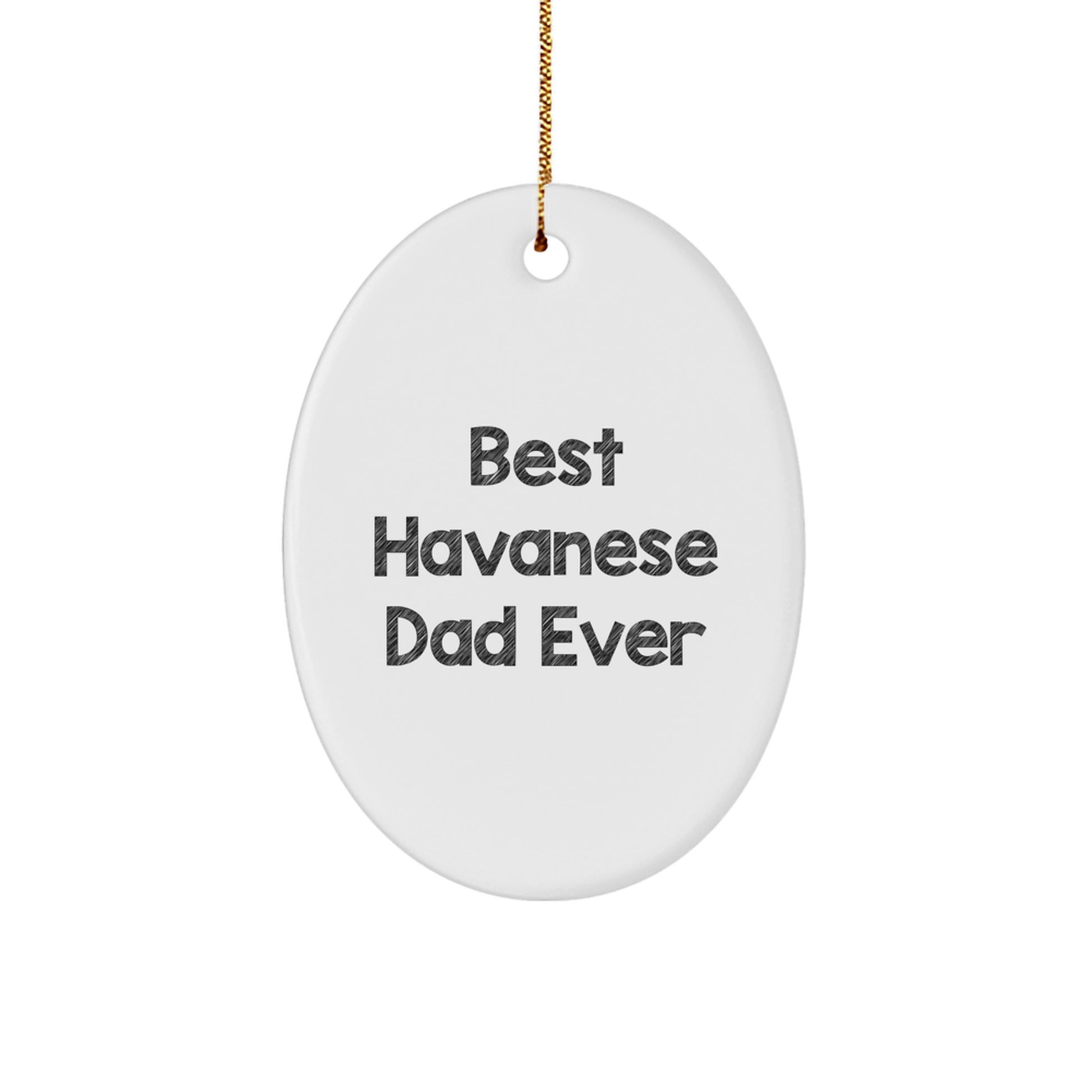 Funny Havanese Dog Gifts for Best Dads Ever, Oval Ornament, White, 3.25" Tall, Perfect for Christmas - Image 1