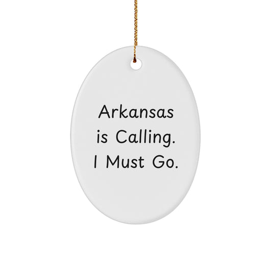 Arkansas Gifts for Men Family Members Christmas Unique Ornament Funny Oval Decoration - Image 1