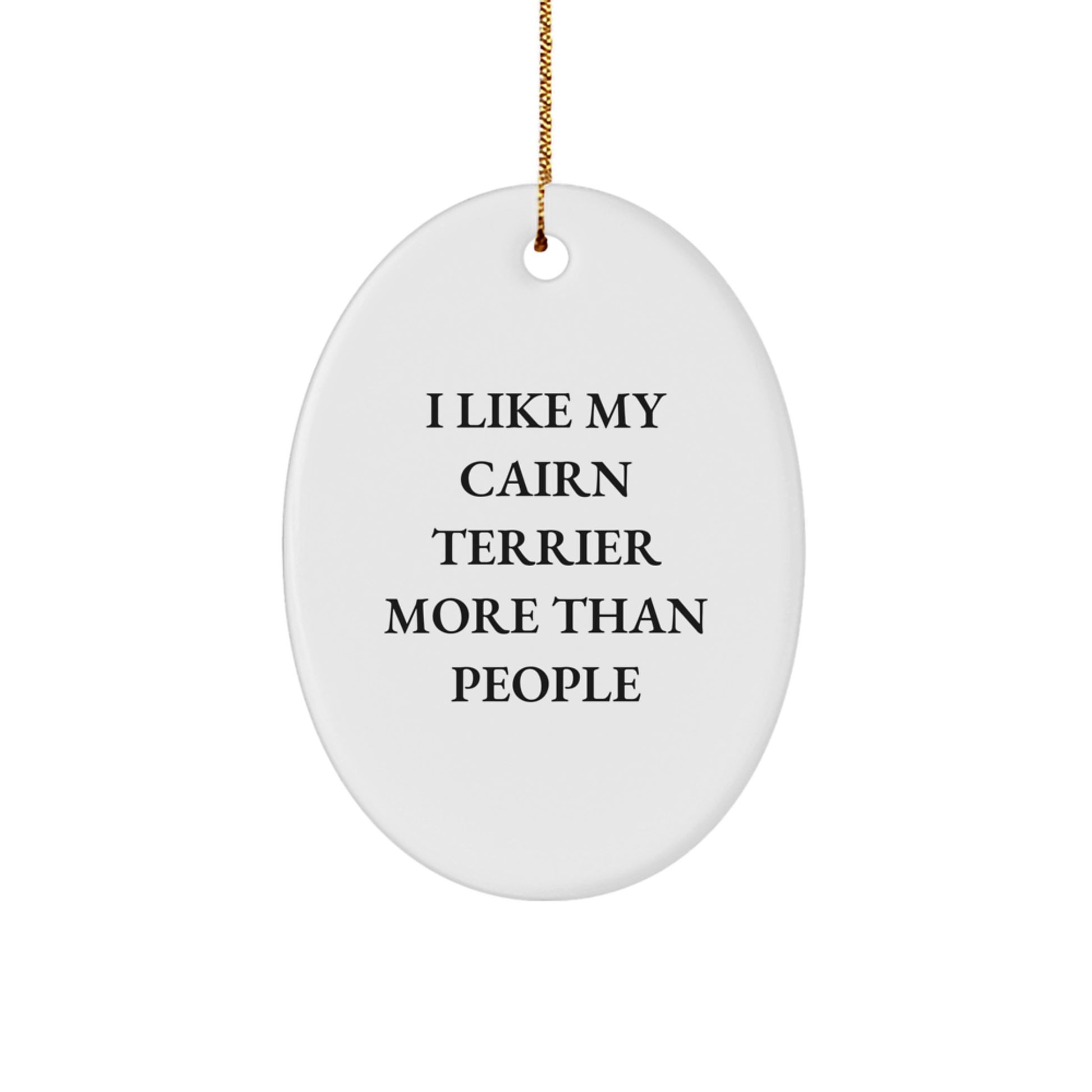 Cairn Terrier Dog Lovers Funny Gifts, I Like My Cairn Terrier More Than People Oval Ornament, Christmas Unique Presents for Friends Family - Image 1