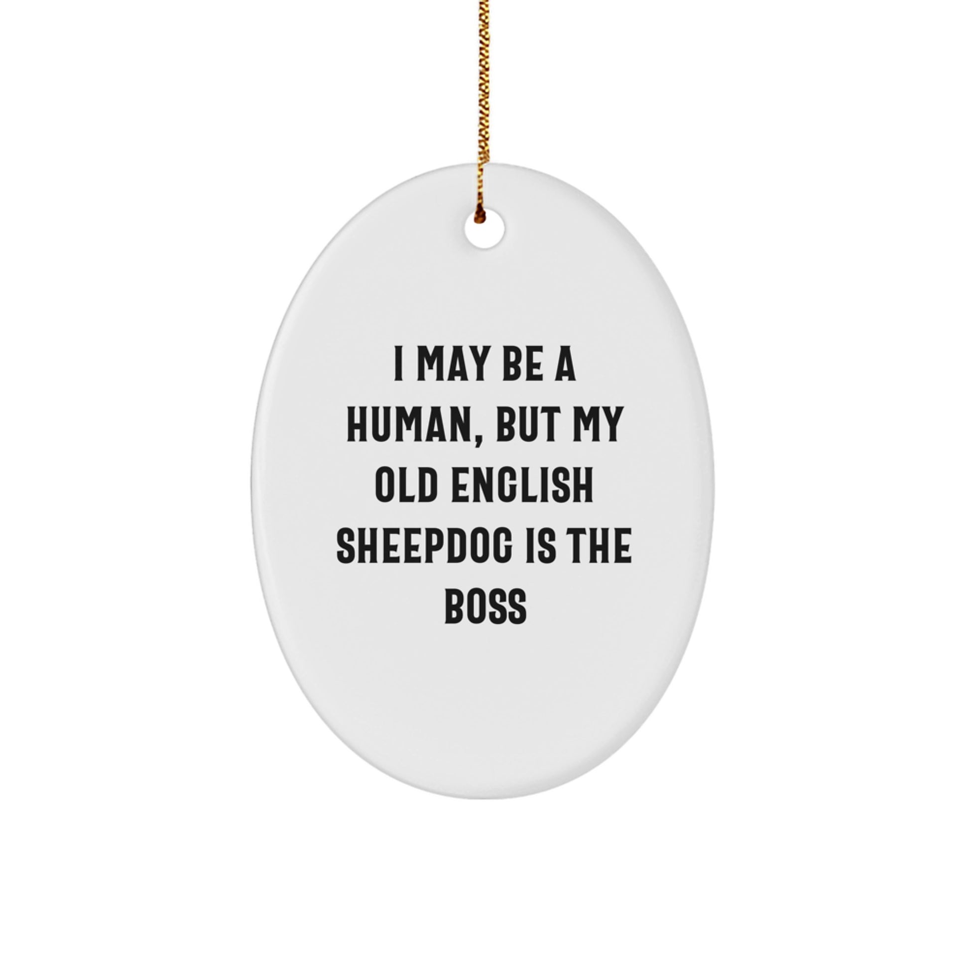 Old English Sheepdog Christmas Oval Ornament Gifts from Family, Friends, and Coworkers for Her, Him, and Dog Lovers - Image 1