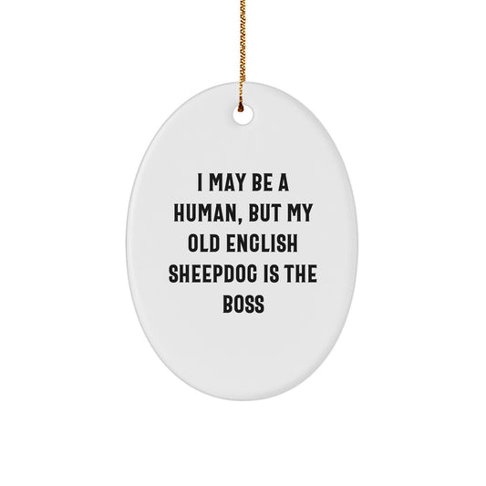 Old English Sheepdog Christmas Oval Ornament Gifts from Family, Friends, and Coworkers for Her, Him, and Dog Lovers - Image 1