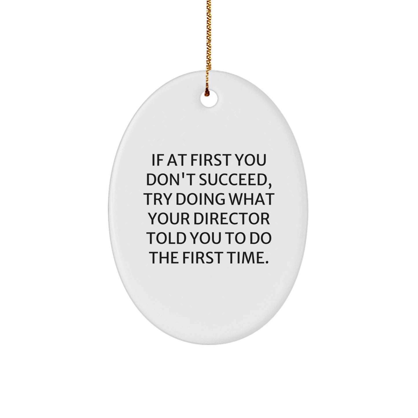 Funny Director Oval Ornament Gifts from Friends - If At First You Don't Succeed, Try Doing What Your Director Told You To Do The First Time - Christmas Unique Gifts - Image 1