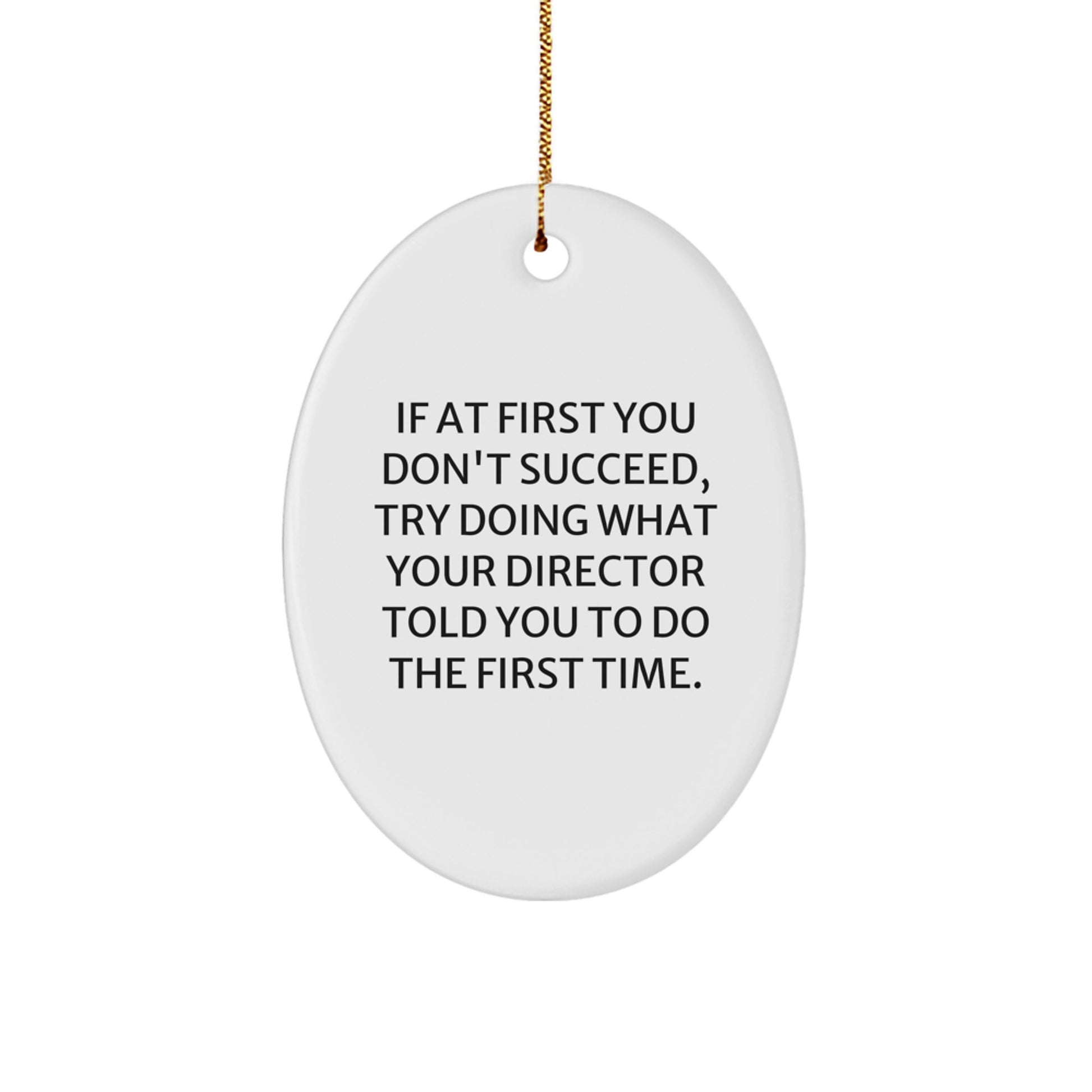 Funny Director Oval Ornament Gifts from Friends - If At First You Don't Succeed, Try Doing What Your Director Told You To Do The First Time - Christmas Unique Gifts - Image 1