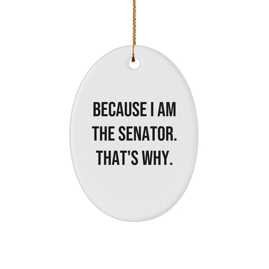 Funny Senator Gifts for Men Oval Ornament I Am The Senator That's Why Christmas Unique - Image 1
