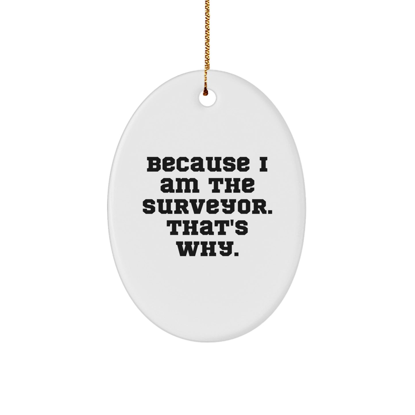 Surveyor Oval Ornament Gifts from Men to Surveyor Friends at Christmas Time Because I Am The Surveyor. That's Why. - Image 1