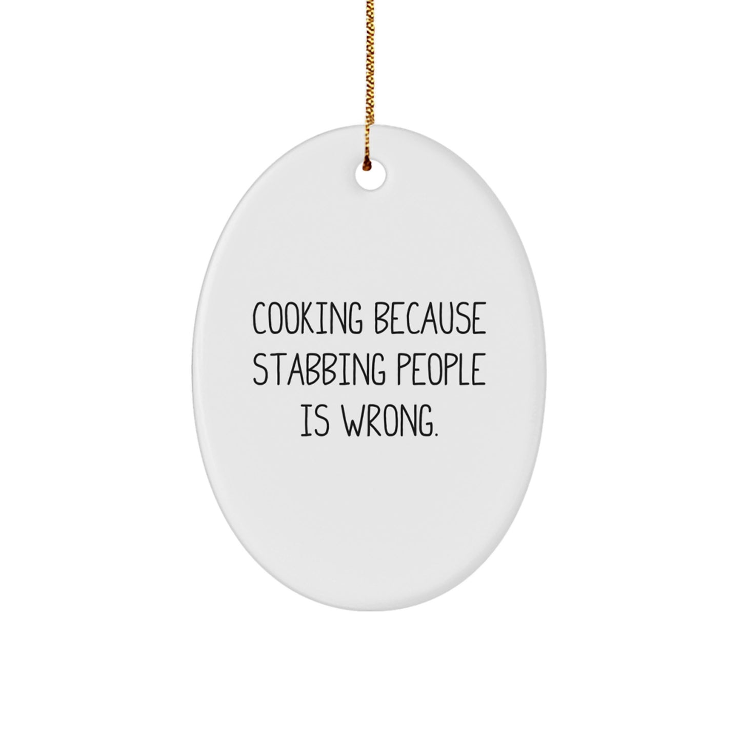 Funny Cooking Oval Ornament Gifts from Men for Women Friends Family Cooking Enthusiasts Oval Shaped White Christmas Unique Decorations - Image 1