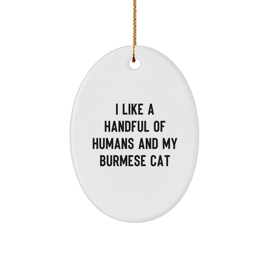 Funny Burmese Cat Oval Ornament, Unique Christmas Unique Gifts from Friends or Family for Cat Lovers - Image 1