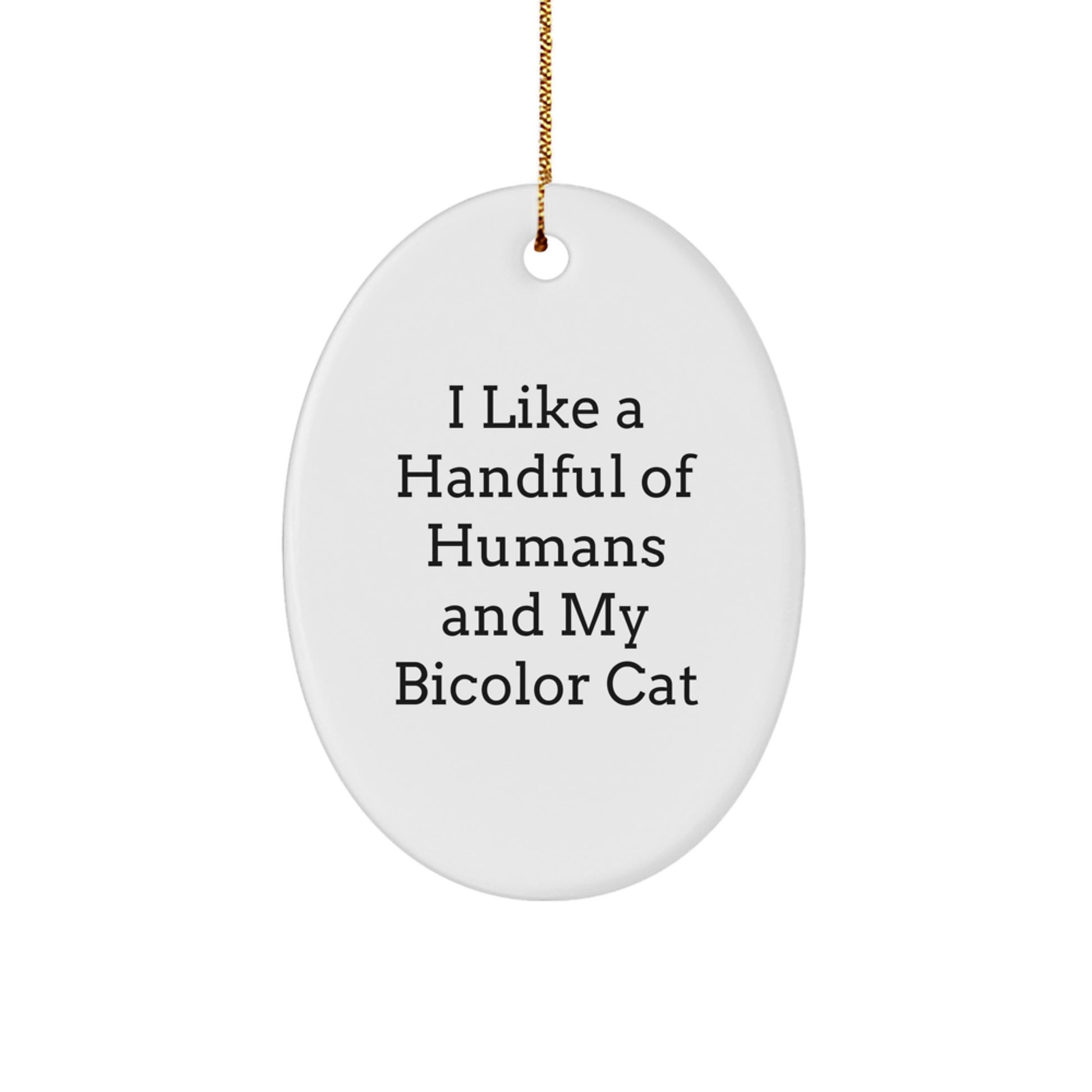Bicolor Cat Lover Gifts from Friends and Family - Oval Ornament with Funny Quote - Christmas Unique Gifts - Image 1