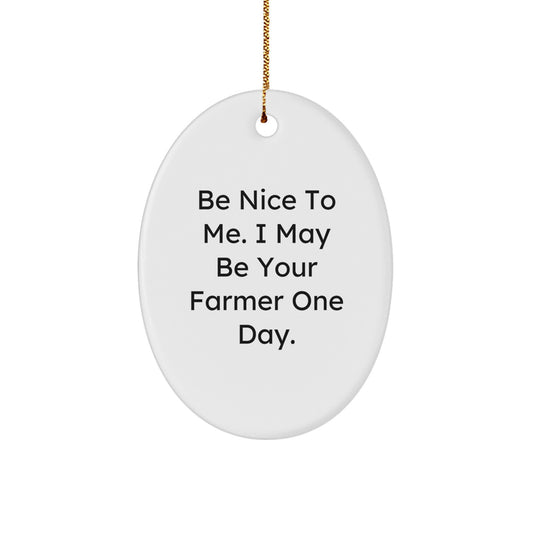 Funny Farmer Gifts from Friends, Cute Oval Ornament for Farmer Men, Christmas Unique Gifts from Family - Image 1