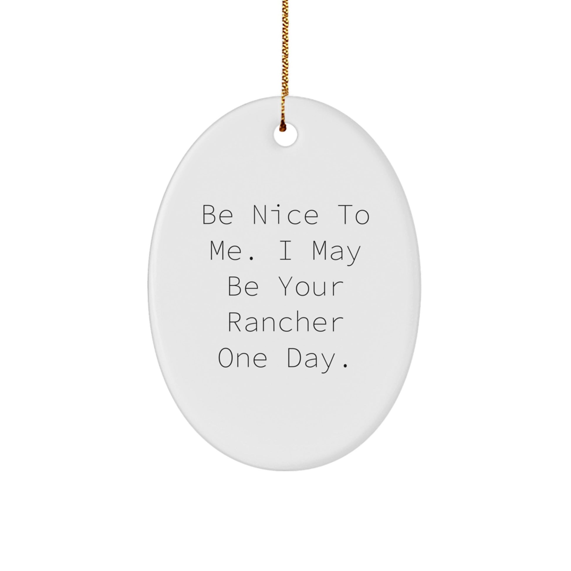 Funny Rancher Gifts for Men, Oval Ornament, Be Nice To Me, Christmas Unique Presents from Family to Friends - Image 1
