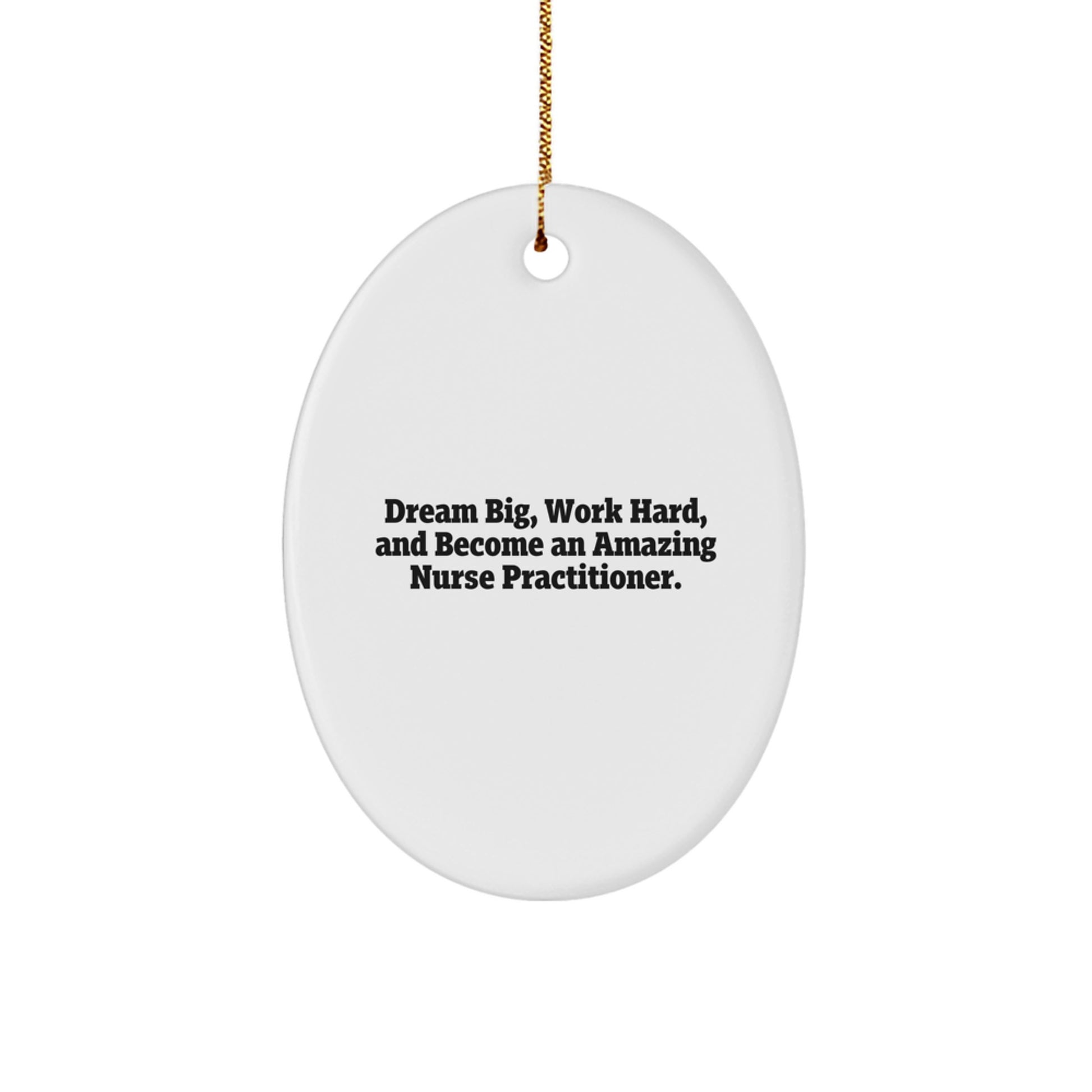 Nurse Practitioner Oval Ornament, Dream Big and Work Hard, Gifts from Men, Gifts for Nurse Practitioner, Christmas Unique Gifts - Image 1