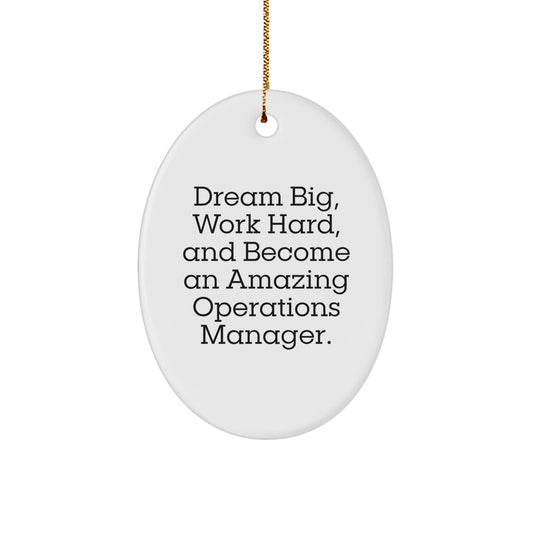 Inspiring Operations Manager Gifts from Family - Oval Ornament with 'Dream Big, Work Hard, And Become An Amazing Operations Manager.' Quote for Christmas - Image 1