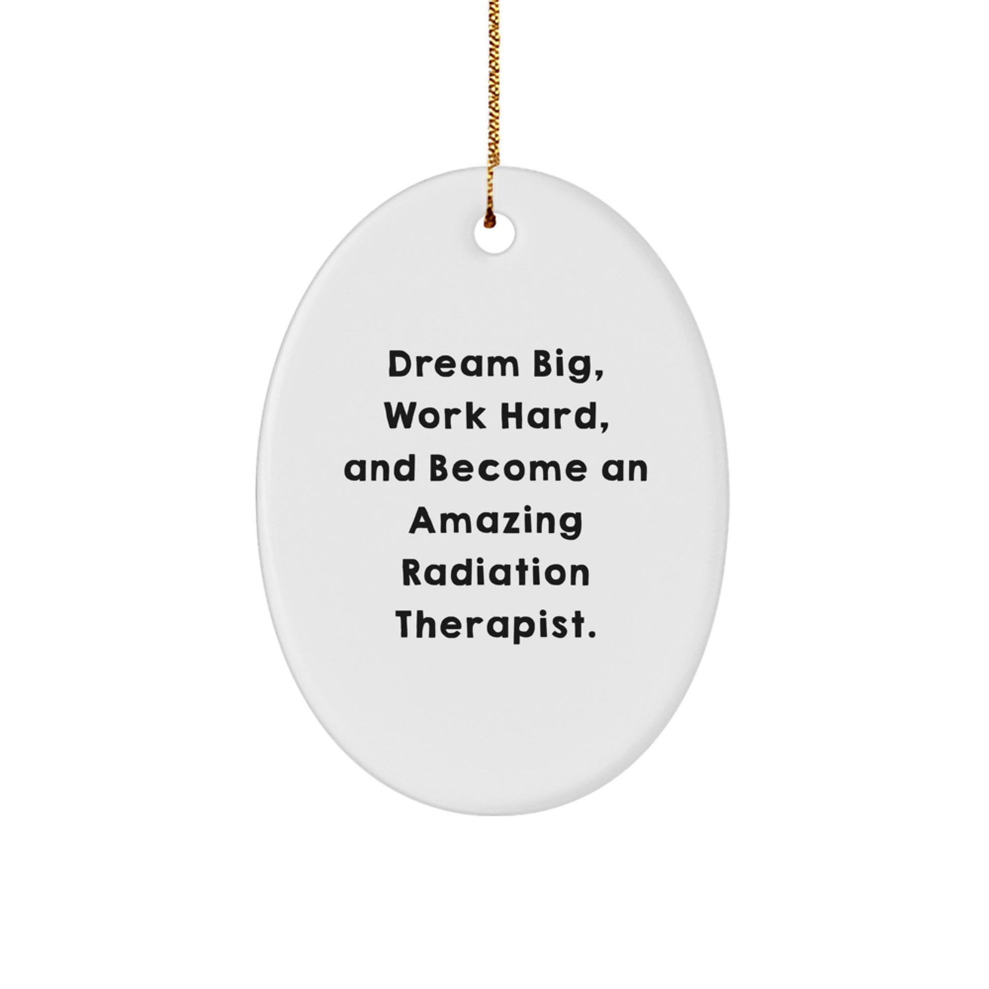 Gifts from Family and Friends for Radiation Therapists, Oval Ornament with 'Dream Big, Work Hard, And Become An Amazing Radiation Therapist.' Quote, Christmas Unique Decorations - Image 1
