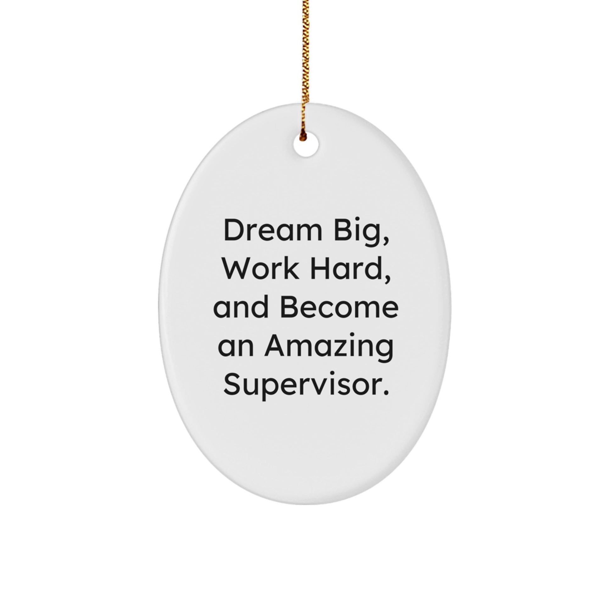 Funny Supervisor Gifts from Friends for Christmas Unique Oval Ornament - Dream Big Work Hard Oval Decoration - Image 1