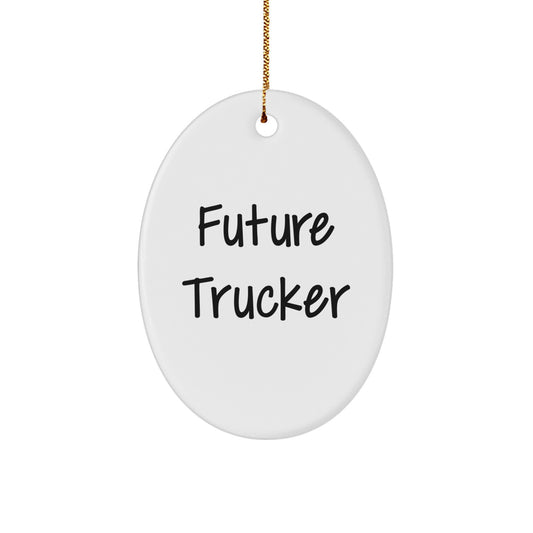 Trucker Gifts from Friends, Funny Future Trucker Oval Ornament, Men's Christmas Unique Gifts - Image 1