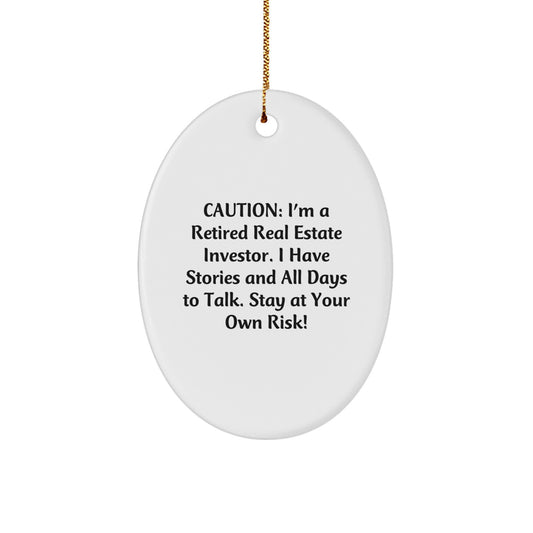 Funny Gift for Real Estate Investor Friends, Men, or Women - Oval Ornament for Christmas Unique Gifts from Family - Image 1