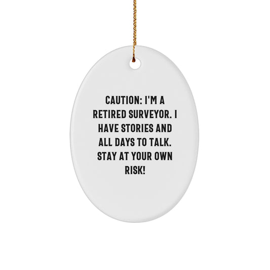 Funny Storytelling Surveyor Gifts for Men from Friends, Christmas Unique Decorative Oval Ornaments with Surveyor Humor - Image 1