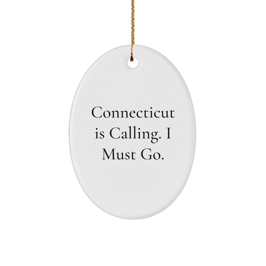 Funny Connecticut Oval Ornament - Gifts for Connecticut Men, Women, Friends, Coworkers - Christmas Unique Gifts, Personalized Connecticut Gifts, from Friends, Family, Men, Women - Image 1