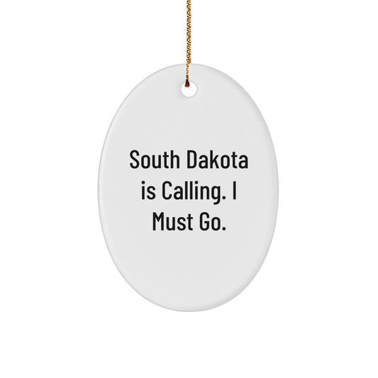 Funny South Dakota Oval Ornament Gifts from Men to Women Friends for Christmas - Image 1