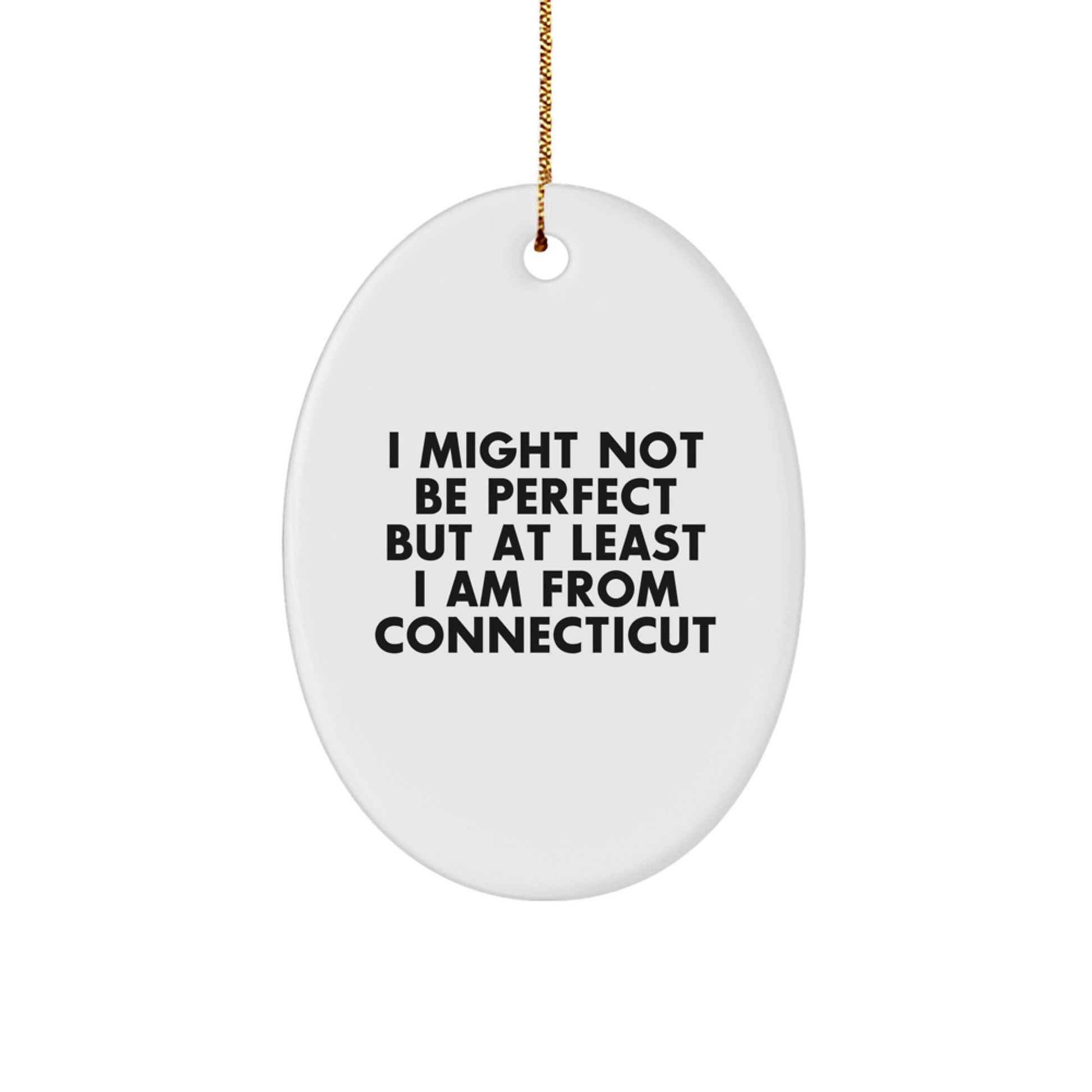 Funny Connecticut Oval Ornament Gifts from Friends for Family Christmas - Image 1