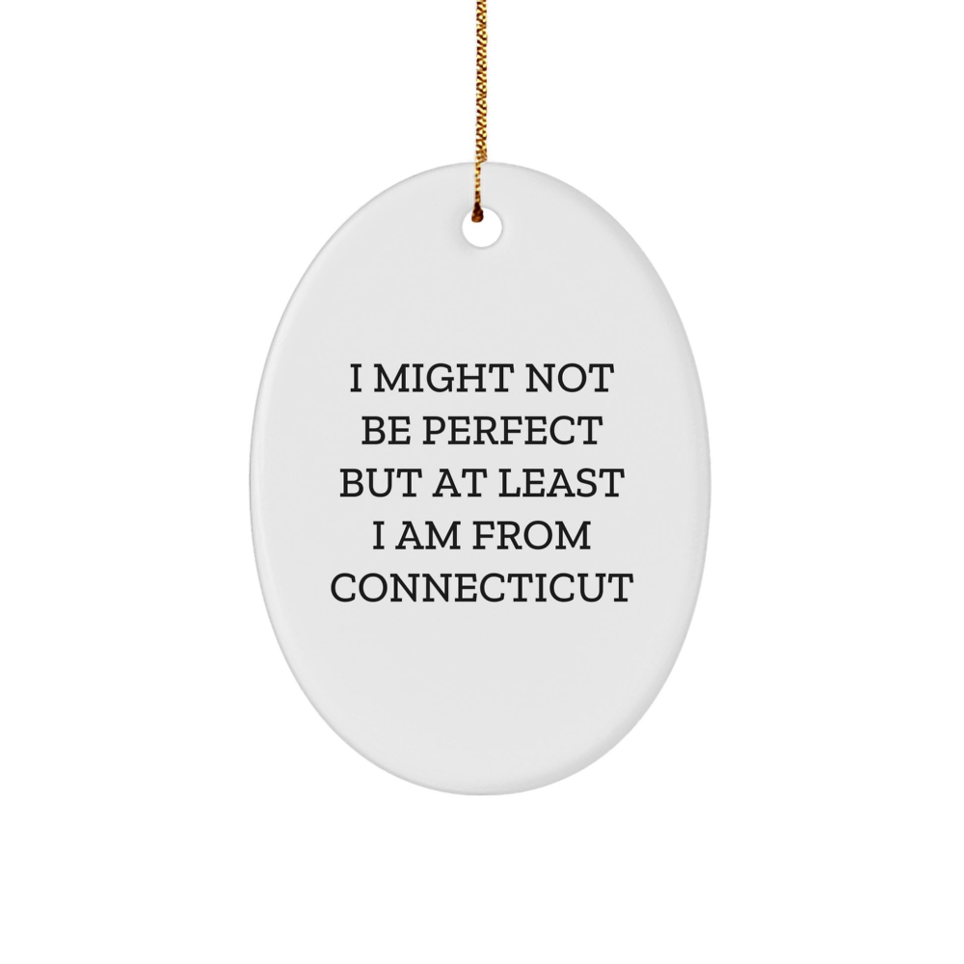 Connecticut Oval Ornament Funny Quote Gifts from Friends, Family, or Loved Ones to Connecticut Residents, Oval Shaped Decorations for Christmas Unique Gifts - Image 1