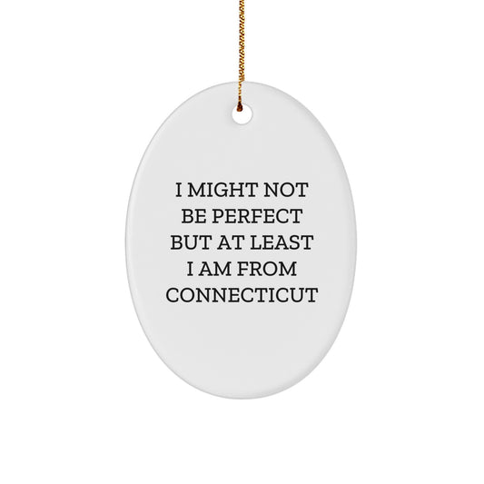Connecticut Oval Ornament Funny Quote Gifts from Friends, Family, or Loved Ones to Connecticut Residents, Oval Shaped Decorations for Christmas Unique Gifts - Image 1