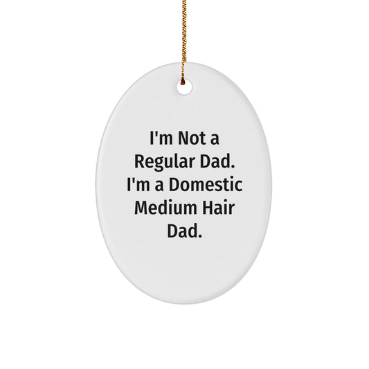 Domestic Medium Hair Dad Oval Ornament, Funny Gifts from Men to Domestic Medium Hair, Unique Christmas Unique Gifts for Family - Image 1