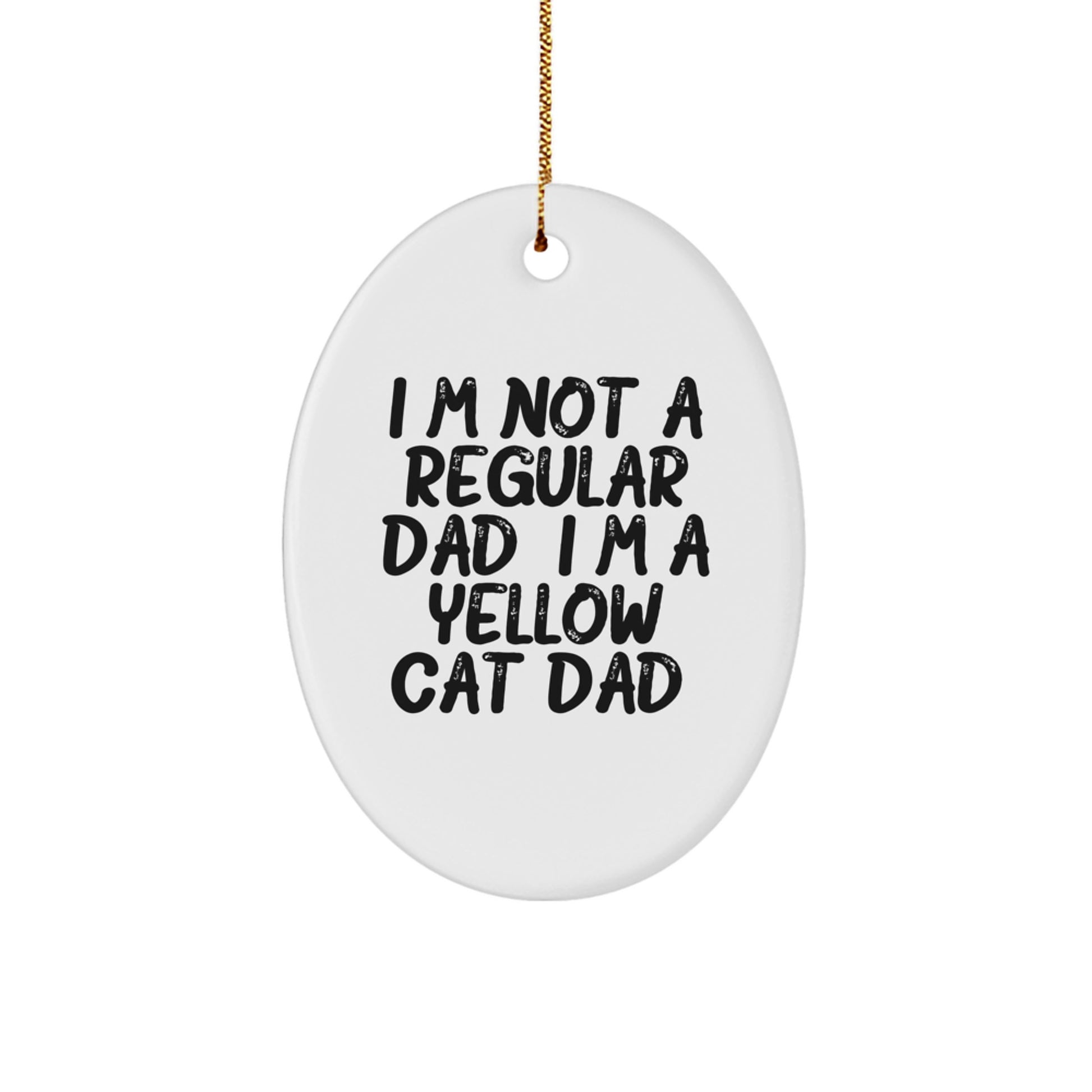 Funny Yellow Cat Dad Oval Ornament Gifts from Men to Friends for Christmas - Image 1